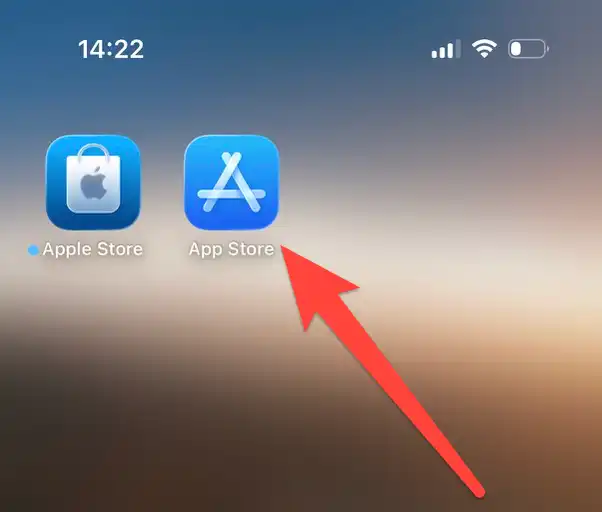 Screenshot showing the App Store icon on the iPhone home screen