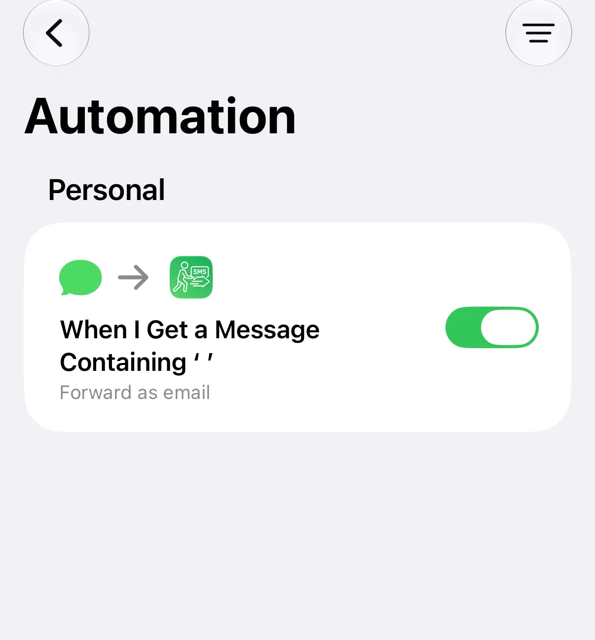Screenshot: the finished automation
