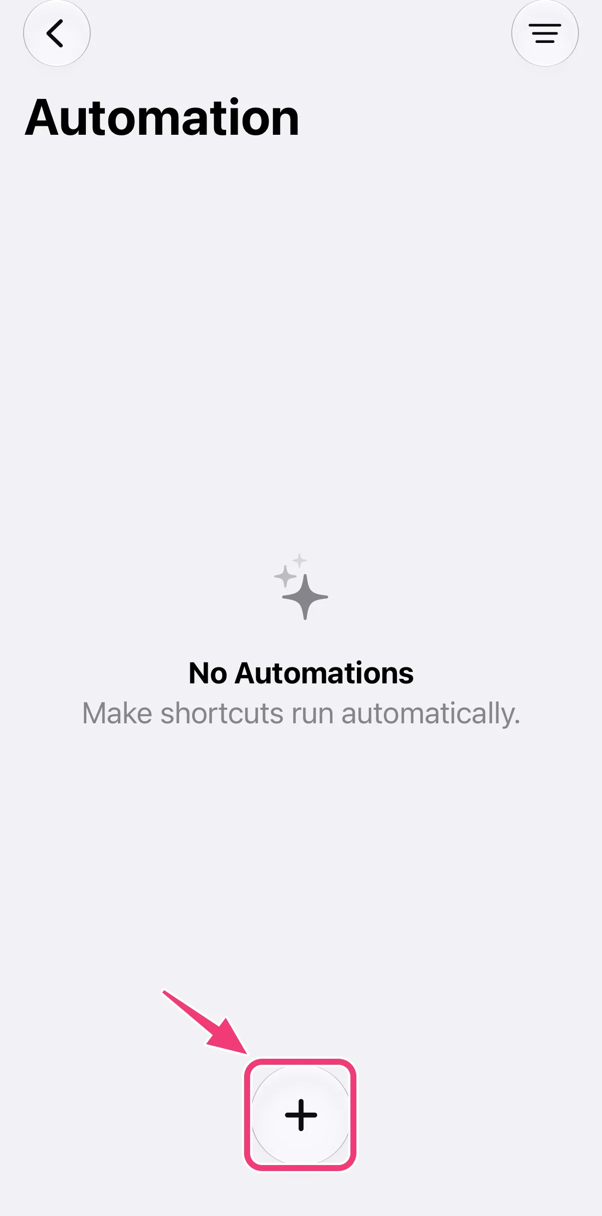 Screenshot: add a new automation