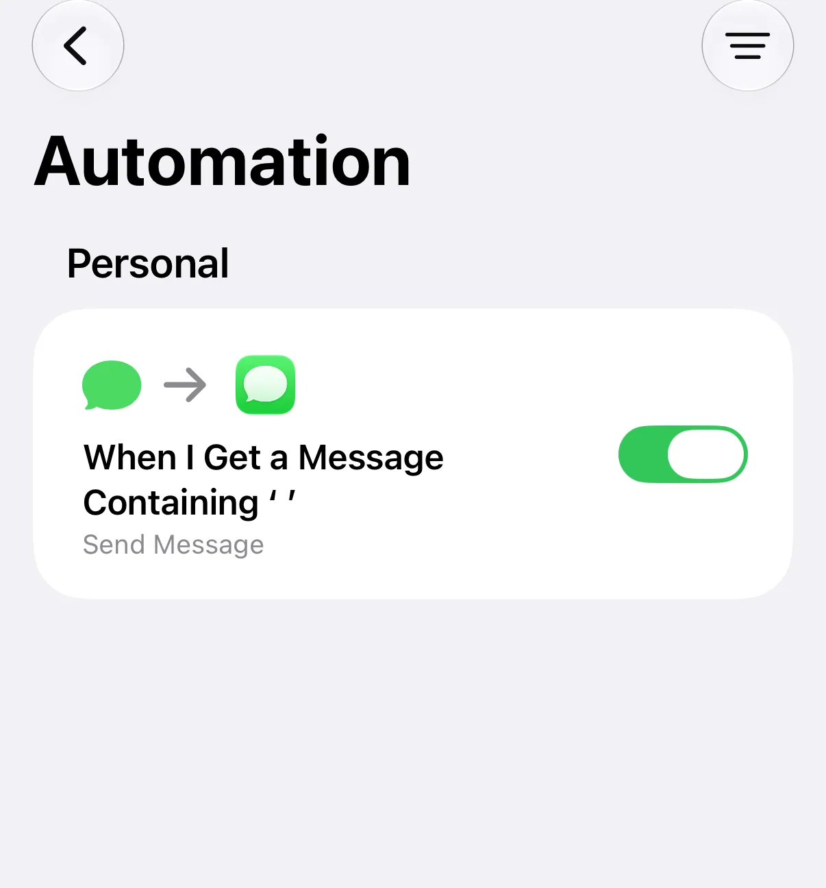 Screenshot: the finished automation
