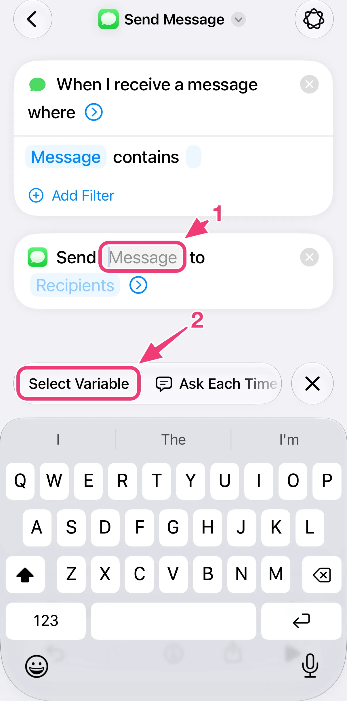 Screenshot: Select Variable